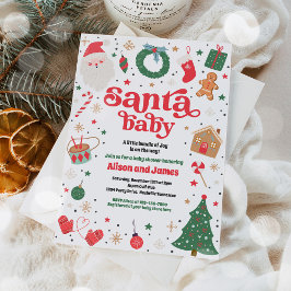 Santa Baby Traditional Christmas Baby shower Kaart