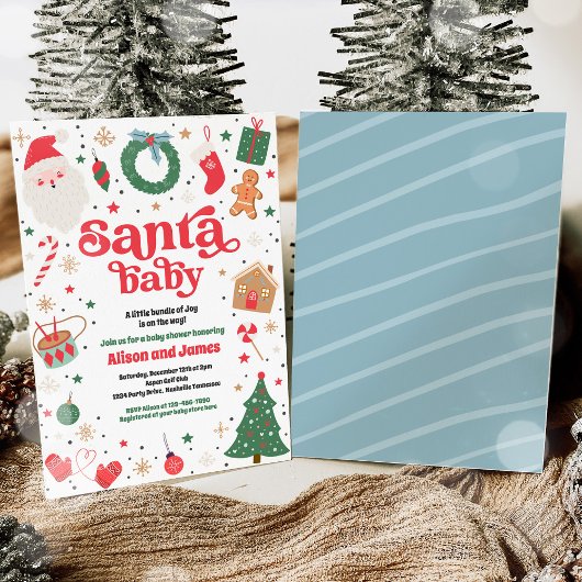 Santa Baby Traditional Christmas Baby shower Kaart