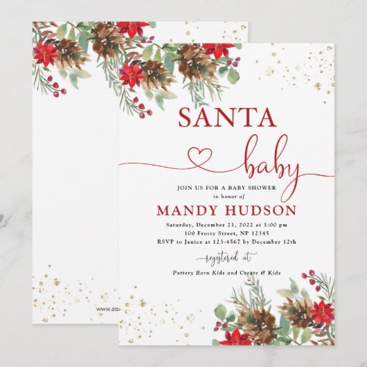 Santa Baby Uitnodiging (Voorkant / Achterkant)