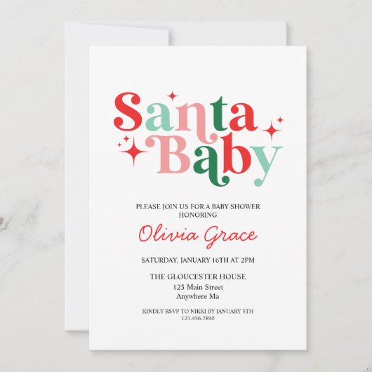 Santa Baby Vakantie Baby Shower Kaart (Voorkant)