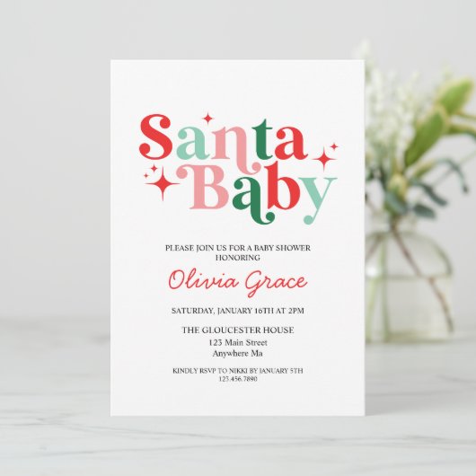 Santa Baby Vakantie Baby Shower Kaart (Staand voorkant)