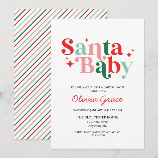 Santa Baby Vakantie Baby Shower Kaart (Voorkant / Achterkant)