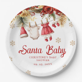 Santa Baby Vakantie Winter Kerstmis Baby Shower Papieren Bordje