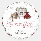 Santa Baby waterverf Girl Baby shower Ronde Sticker (Voorkant)