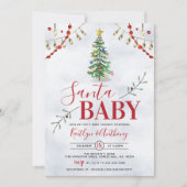 "Santa Baby" Waterverf kerstboom Baby shower Kaart (Voorkant)