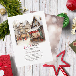 Santa Baby Waterverf Merry Christmas Baby shower Kaart