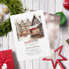 Santa Baby Waterverf Merry Christmas Baby shower Kaart