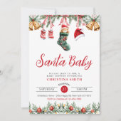 Santa Baby Waterverf Rode Kerst Baby shower Kaart (Voorkant)