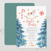 Santa Baby Waterverf Schattige Baby shower Kaart (Voorkant / Achterkant)