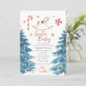 Santa Baby Waterverf Schattige Baby shower Kaart (Staand voorkant)