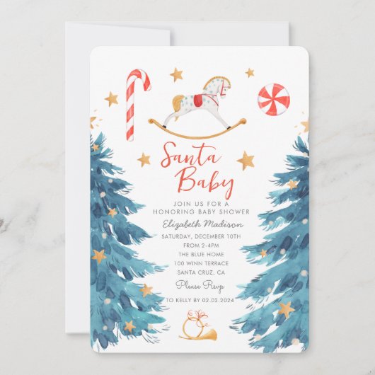 Santa Baby Waterverf Schattige Baby shower Kaart (Voorkant)