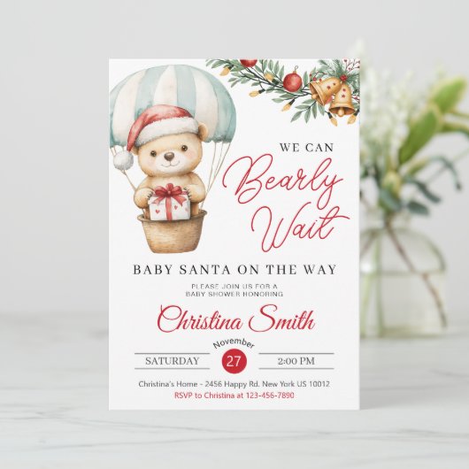 Santa Baby We kunnen nauwelijks wachten op Baby sh Kaart (Staand voorkant)