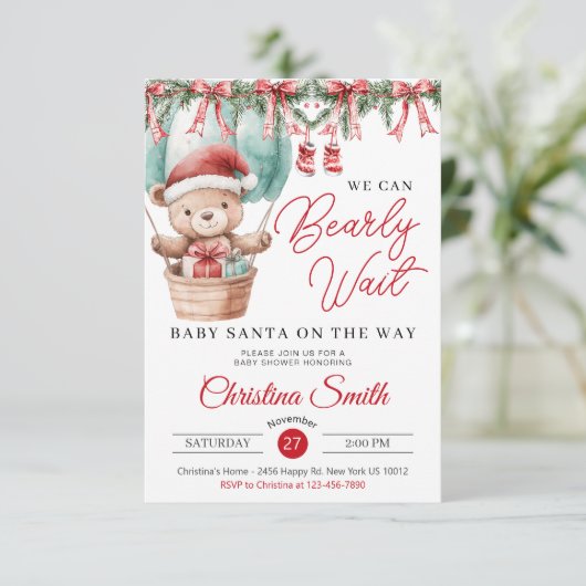 Santa Baby We kunnen nauwelijks wachten op babyjon Kaart (Staand voorkant)