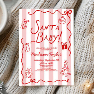 Santa Baby! Whimsisch Kerstmis Baby Shower Kaart