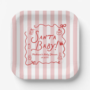 Santa Baby! Whimsische Kerst Baby Shower Papieren Bordje