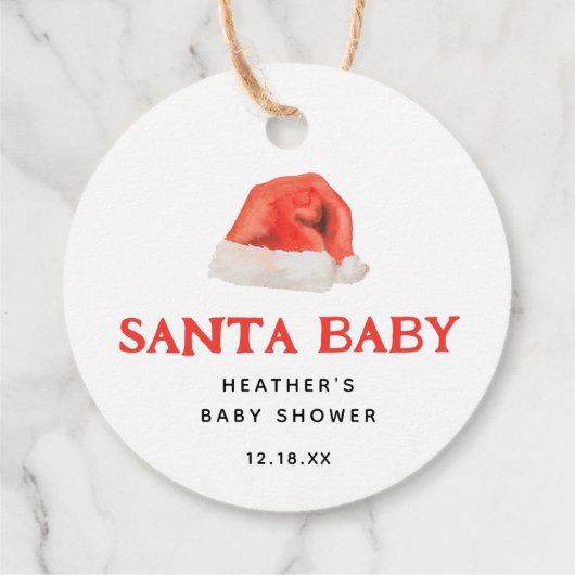 Santa Baby  Winter Baby shower Bedankjes Labels (Achterkant)