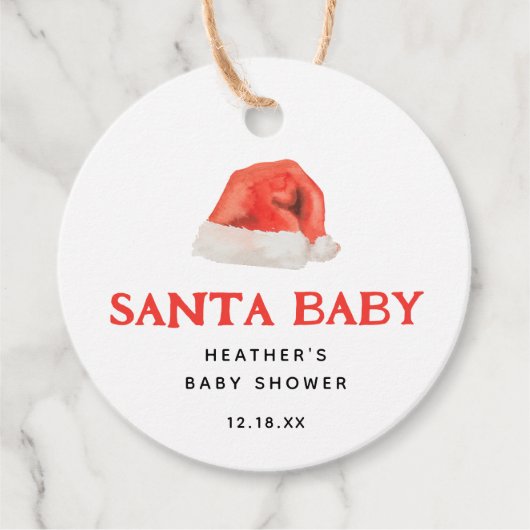 Santa Baby  Winter Baby shower Bedankjes Labels (Voorkant)