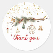 Santa Baby Winter baby shower dank u Ronde Sticker (Voorkant)