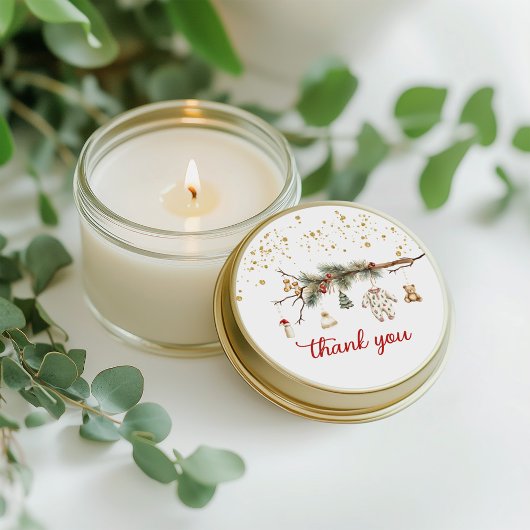 Santa Baby Winter baby shower dank u Ronde Sticker