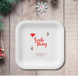 Santa Baby Winter Baby shower Papieren Bordje