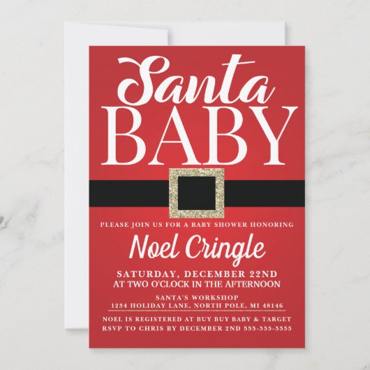 Santa Baby Winter Baby shower Uitnodiging (Voorkant)
