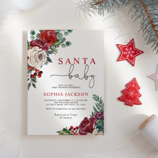 Santa Baby Winter Baby shower Uitnodiging