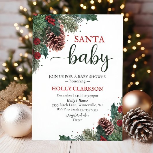 Santa Baby Winter Baby shower Uitnodiging