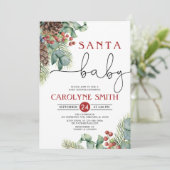 Santa Baby Winter Baby shower Uitnodiging (Staand voorkant)