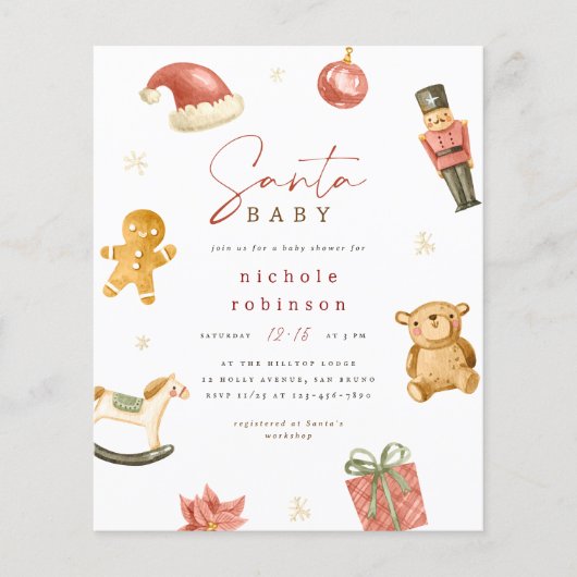 Santa Baby Winter Christmas Baby shower Budget (Voorkant)