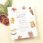 Santa Baby Winter Christmas Baby shower Budget<br><div class="desc">Vier de komende komst van uw bundel van vreugde met deze leuke en feestelijke Santa Baby-uitnodiging. Deze baby shower-uitnodiging bevat een delicaat lijst van met de hand geschilderde waterverf vakantie-elementen, waaronder een kerstmuts, een notenkrakersoldaat, een peperkoekman, een schommelpaard, een teddybeer, een geschenk verpakt met een kleine boog, een rode poinsettia-bloem...</div>
