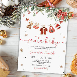 Santa Baby Winter Christmas Baby Shower Invitation Kaart