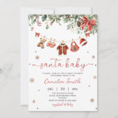 Santa Baby Winter Christmas Baby Shower Invitation Kaart (Voorkant)