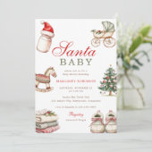 Santa Baby Winter Christmas Baby Shower Kaart (Staand voorkant)