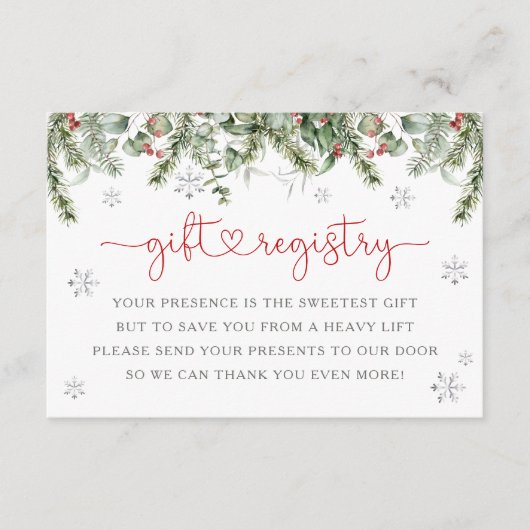 Santa Baby Winter Christmas Gift Registry Informatiekaartje (Voorkant)