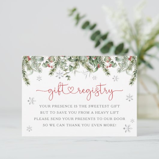 Santa Baby Winter Christmas Gift Registry Informatiekaartje (Staand voorkant)