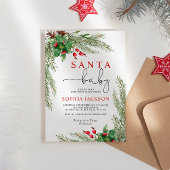 Santa Baby Winter Flowers Baby shower Uitnodiging