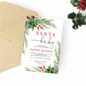 Santa Baby Winter Flowers Baby shower Uitnodiging