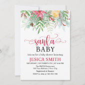 Santa Baby Winter Greenery Baby shower Kaart (Voorkant)