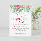 Santa Baby Winter Greenery Baby shower Kaart (Staand voorkant)