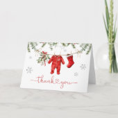 Santa Baby Winter Kerst Baby shower Bedankkaart (Voorkant)