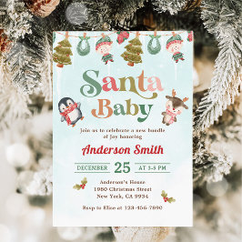Santa Baby Winter Kerst Baby shower Kaart
