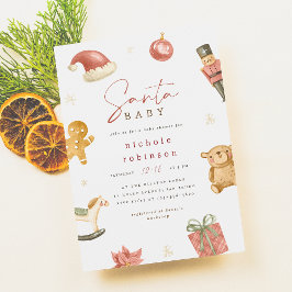 Santa Baby Winter Kerst Baby shower Kaart