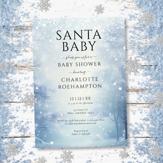Santa Baby Winter Kerst Baby shower Kaart