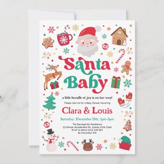 Santa Baby Winter Kerst Neutraal Baby shower Kaart (Voorkant)