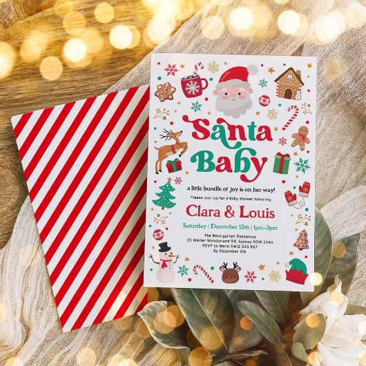 Santa Baby Winter Kerst Neutraal Baby shower Kaart