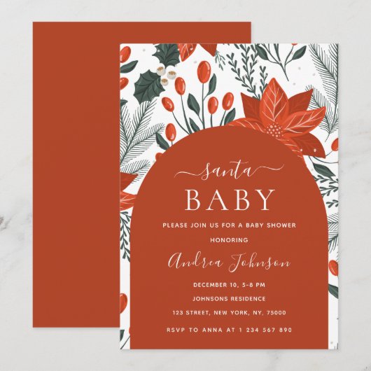 Santa Baby Winter Kerst Thema Baby Borrel Kaart (Voorkant / Achterkant)