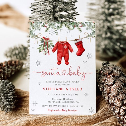 Santa Baby Winter Kerstfeest Baby shower Kaart