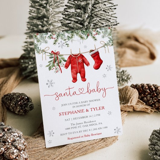 Santa Baby Winter Kerstfeest Baby shower Kaart