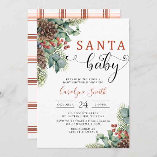 Santa Baby Winter Kerstfeest Baby shower Kaart (Voorkant / Achterkant)