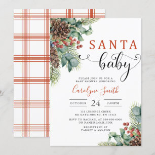 Santa Baby Winter Kerstfeest Baby shower Kaart